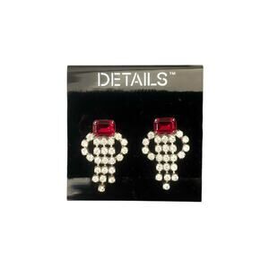 Vintage Ruby Chandelier Dangle Earrings Fashion Costume Jewelry